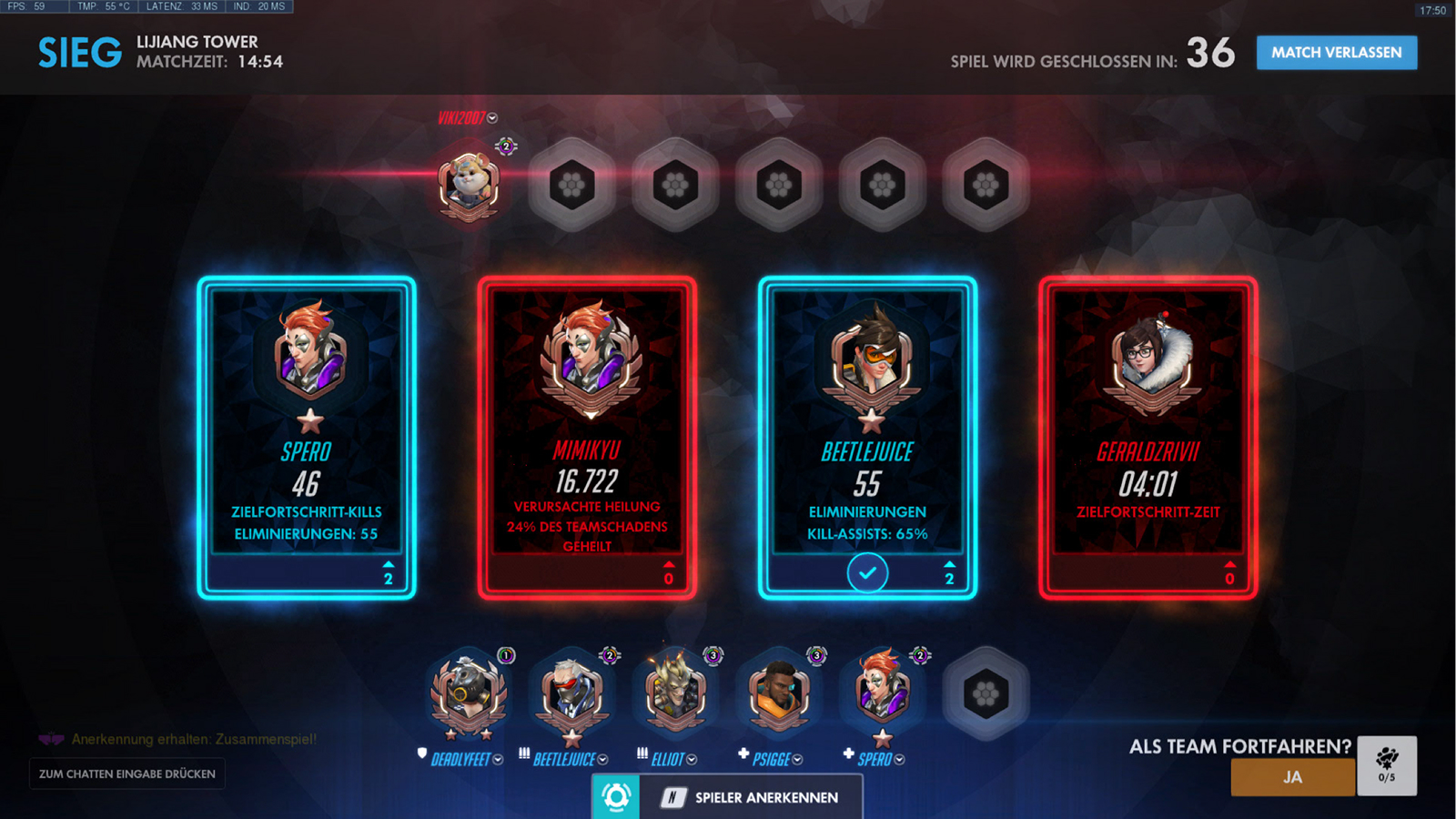 Current Overwatch match summary card screen