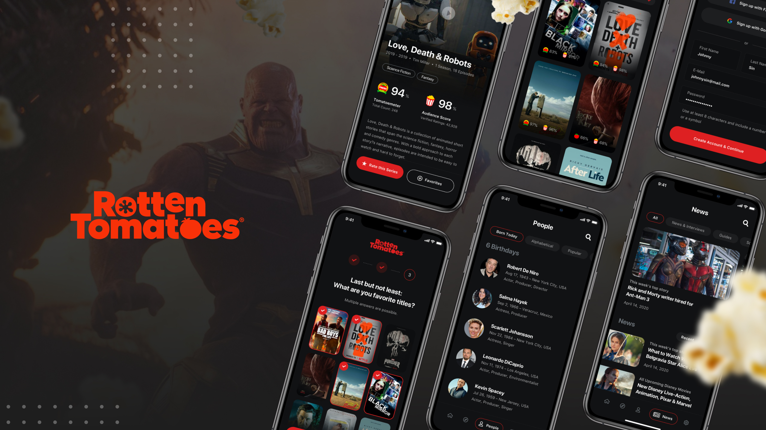 Rotten Tomatoes mobile app hero mockup