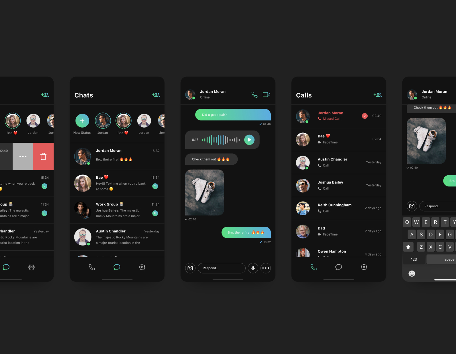 WhatsApp redesign dark mode screens